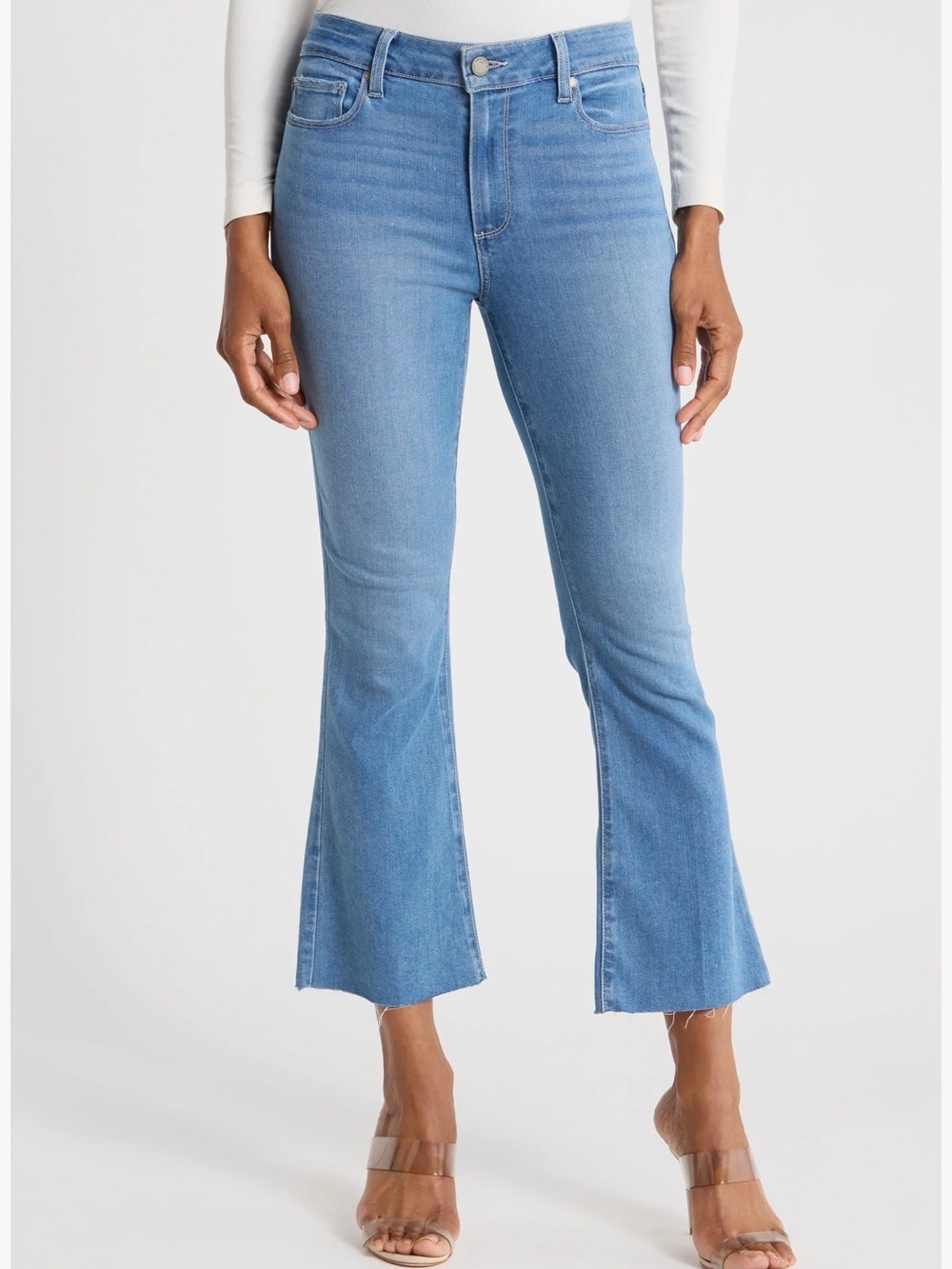 Paige Jeans Rory Raw Hem Crop Flare Leg Jeans Size 28